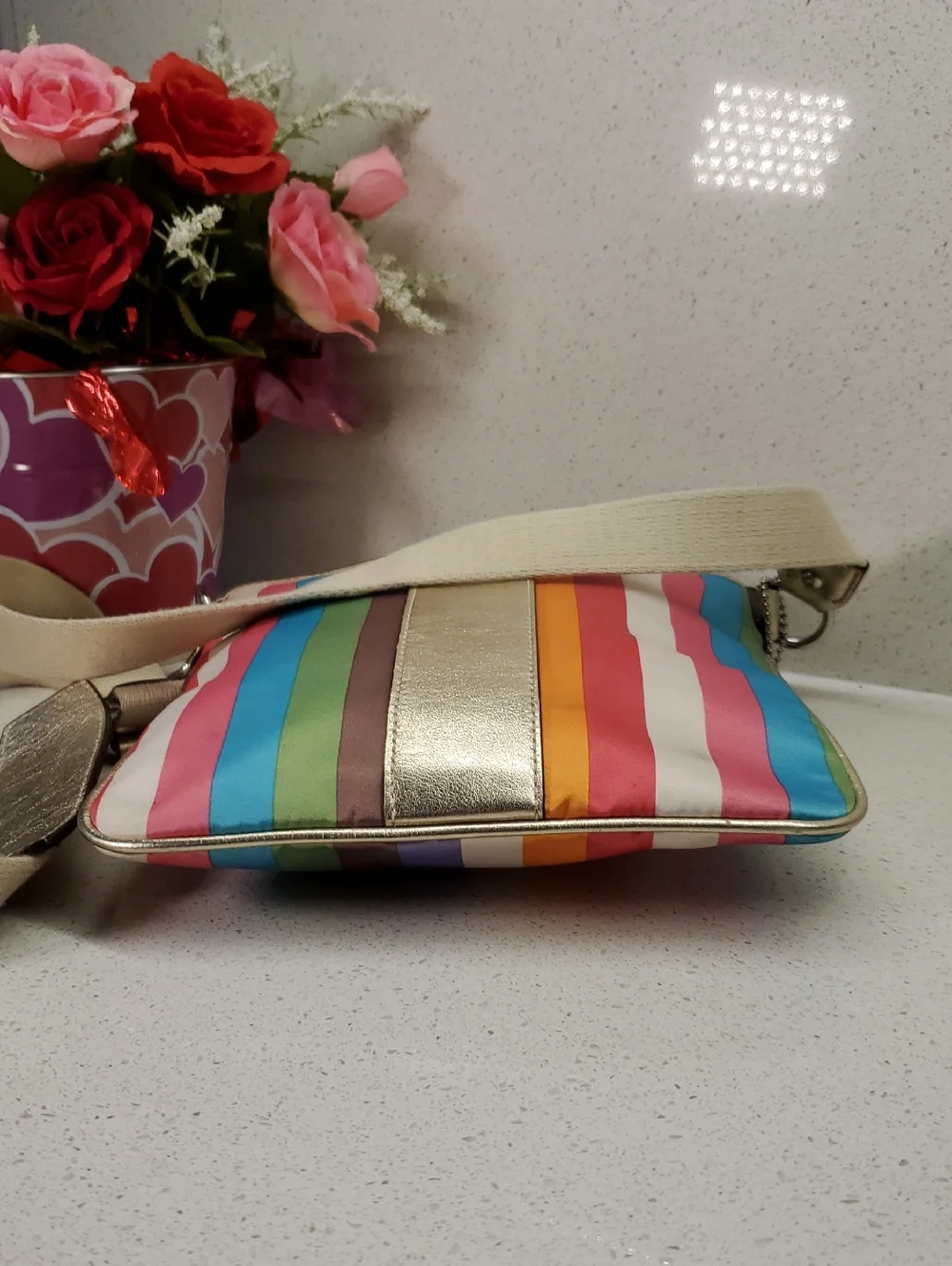 COACH Rainbow Stripe Crossbody Bag